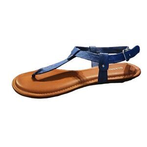 Gianni Bini leather blue quilt scale strappy sandals womens size 10